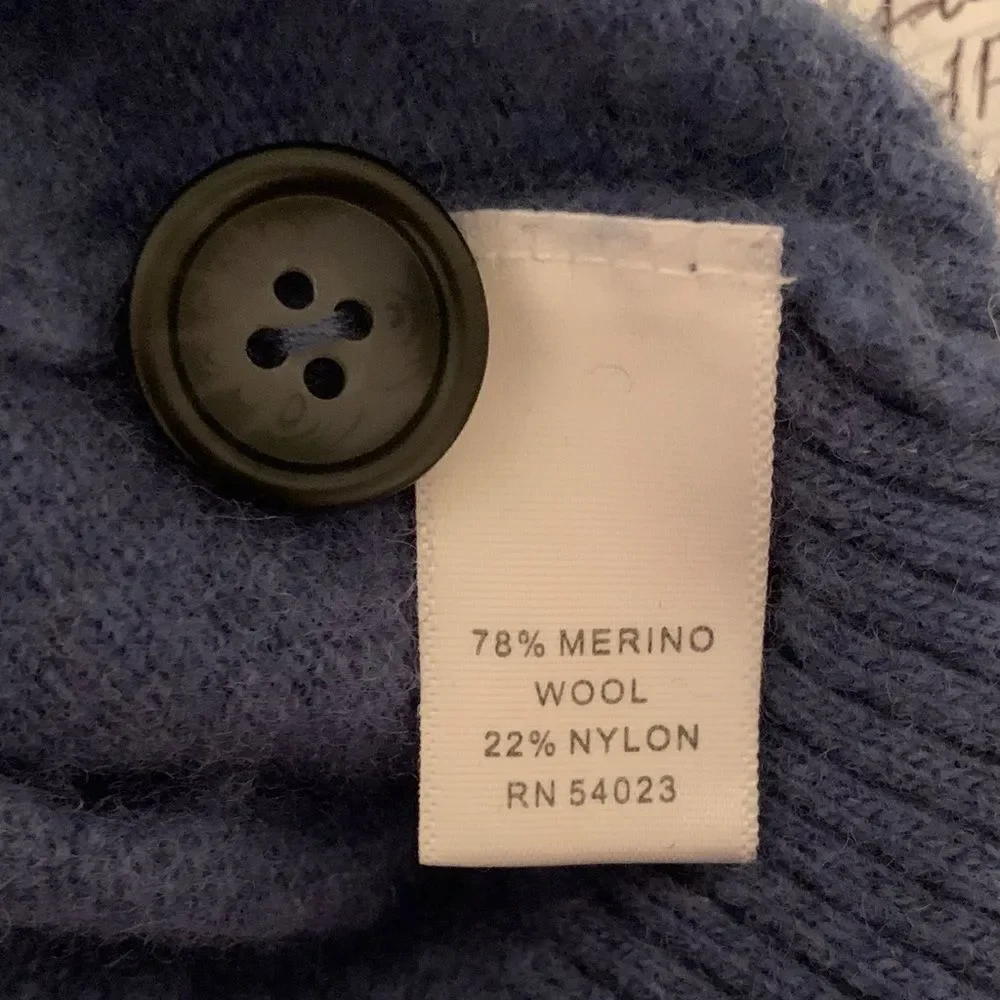 Banana Republic Men's Wool Blue Sweater with 3/4 Zip and Button Collar Size XL